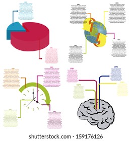 abstract different graphic information on white background