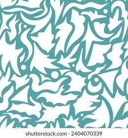 Resumen de diferentes formas dibujadas a mano sin inconvenientes. Formas blancas con fondo azul. Ilustración del vector