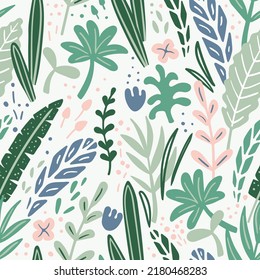 Abstract different leaves seamless pattern