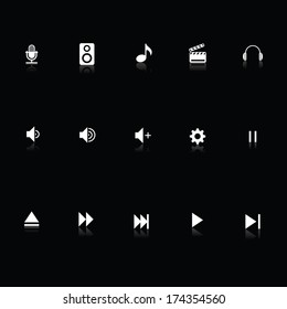 abstract different music icons on a black background