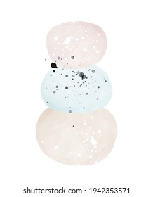 Resumen del arte del vector de pintura de dígitos. Ilustración con piedras rosadas, azules y beiges y salpicaduras de tinta blanca y negra. Impresión artística moderna ideal para arte en pared, afiche, tarjeta y cubierta. 
