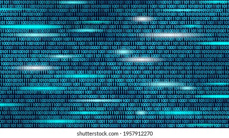 Abstract digital 3D blue background. Information code flow data analysis concept. Modern grid mesh scape particle connected dots vector illustration