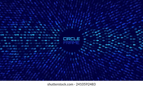 Abstract Digital Arrows with Noise. Futuristic Circular Sound Wave. Big Data Visualization. Random Arrows Pointing to the Center. Focus Concept. Vector Illustration.