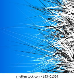 Abstract digital art with array of random lines. Use as poster, flyer background or design element from artboard's edge