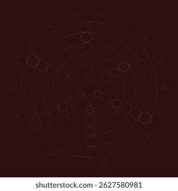 Abstract Digital Art Circular Pattern Design on Maroon Background