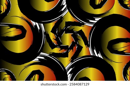 Abstract digital art with expressive hand patterns and gold tones, Modern design that reflects energy, power and mystery.