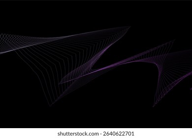 Abstract Digital Art Featuring Purple and Black Flowing Wave Patterns. tech background. dark background