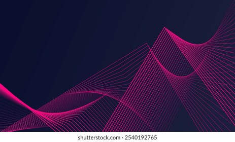 Abstract digital art featuring vibrant pink geometric lines forming dynamic wave patterns on a dark background