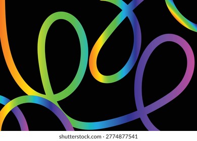 Abstract digital art featuring vibrant, flowing noncolored lines creating a complex, intertwining pattern against a solid