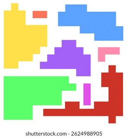 Abstract digital art illustrating vibrant and colorful geometric shapes, creating a stark contrast and dynamic visual composition.