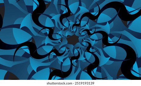 Abstract digital art with intertwining blue shapes forming a mesmerizing pattern. Ideal for modern and tech designs.