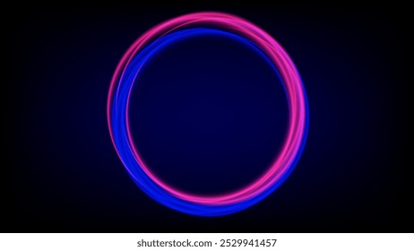 abstract digital art piece featuring concentric circles in vibrant hues of pink and blue. The circles create a sense of depth and dimension, as they seem to recede into infinity