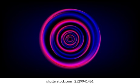 abstract digital art piece featuring concentric circles in vibrant hues of pink and blue. The circles create a sense of depth and dimension, as they seem to recede into infinity
