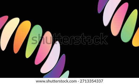 Abstract digital artwork with colorful wave pattern on dark background. Creative double helix structure made of flowing, rounded, glass shapes. Bright colors, smooth gradients, dynamic modern design.