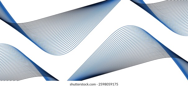 Abstract digital artwork composed of fluid, interconnected blue lines forming smooth, wave-like curves on a Transparent background for digital innovation, artificial intelligence etc