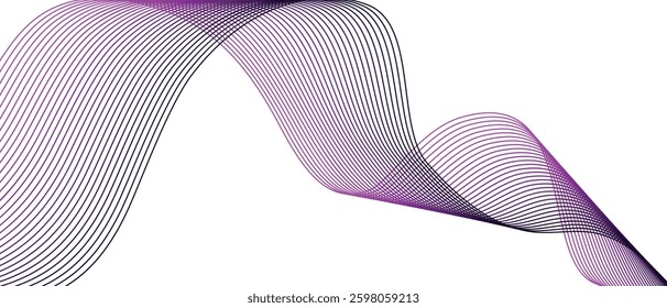 Abstract digital artwork composed of fluid, interconnected blue lines forming smooth, wave-like curves on a Transparent background for digital innovation, artificial intelligence etc