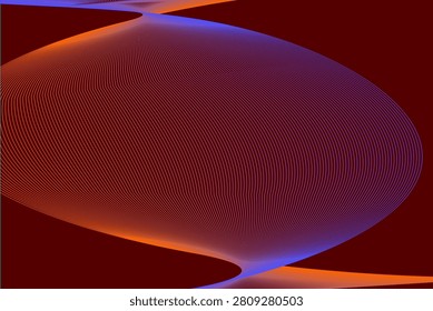 An abstract digital artwork featuring a dynamic, sweeping wave pattern made of hundreds of thin, closely spaced curved lines.