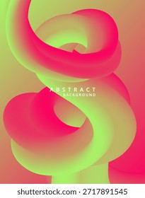 Una obra de arte digital abstracta con Formas de remolino entrelazadas en vibrantes tonos de rosa y verde que crean un Vector de efecto visual dinámico