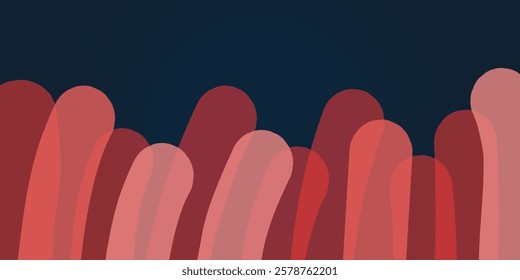 Abstract digital artwork featuring overlapping curved red and purple thick shapes on a dark blue background. A modern and minimalistic design perfect for backgrounds, banners, and creative projects