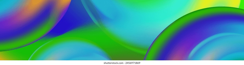 Abstract digital artwork featuring vibrant and colorful bubbles or spheres against a gradient background