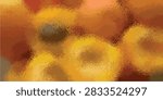 An abstract digital artwork showcasing overlapping yellow, orange, and brownish circular shapes with a textured, crystallized appearance.