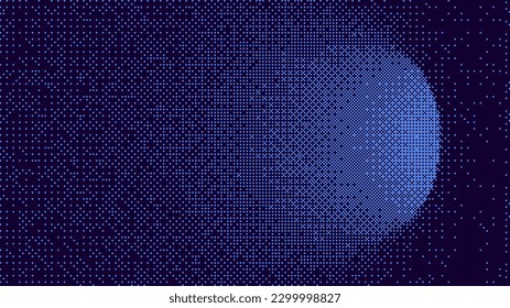 Resumen de fondo digital. Cuadrícula de colector de túnel 3D Pixel Dither. Ilustración del vector de efecto de trama de mapa de bits.