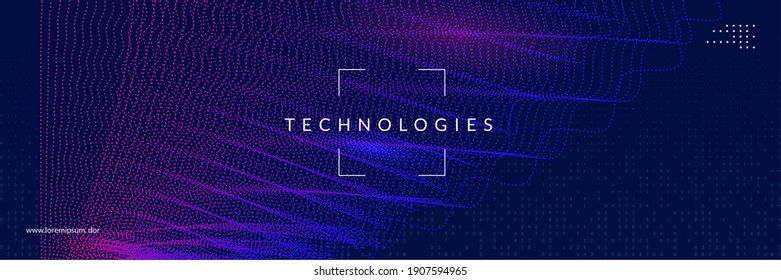 Abstract digital background. Artificial intelligence, deep learning and big data concept. Quantum technology. Tech visual for wireless template. Neural abstract digital background.