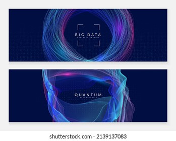 Abstract digital background. Artificial intelligence, deep learning and big data concept. Quantum technology. Tech visual for cloud template. Partical abstract digital background.