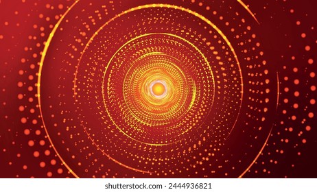 Abstract digital background. Big data visualization. Circular rotation of a fantastic circle of multi-colored particles and lines. Beautiful colored spiral. 3D vector illustration