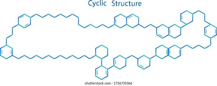 Abstract digital background with chemical cyclic structure. Vector illustration. Scientific banners.