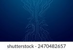 Abstract digital background with circuit line elements in technology blue. Circuit board vector illustration. Tech network bg. Futuristic technology background. AI chip and Electronics concept. 