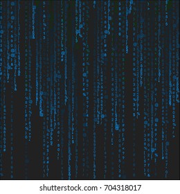 Abstract digital background consisting of linearly arranged symbols on a black background. Conceptual vector Illustration