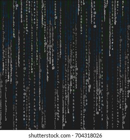 Abstract digital background consisting of linearly arranged symbols on a black background. Conceptual vector Illustration
