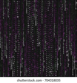 Abstract digital background consisting of linearly arranged symbols on a black background. Conceptual vector Illustration