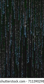 Abstract digital background consisting of linearly arranged symbols on a black background. Conceptual vector Illustration