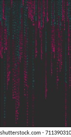 Abstract digital background consisting of linearly arranged symbols on a black background. Conceptual vector Illustration