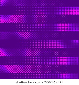 An abstract digital background created from a multitude of glowing dots arranged in geometric horizontal structures in purple. This illustration is ideal for technology and multimedia projects.