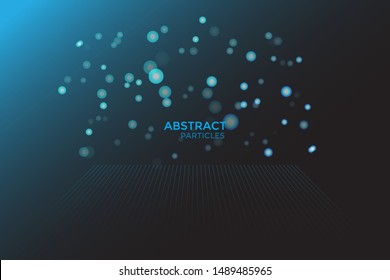 Abstract digital background with cybernetic particles. Blue abstract particle background vector