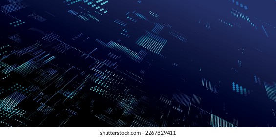 Abstract digital background. Data flow information. Concept of digital communication. Big data visualization. Vector illustration. 3d rendering.