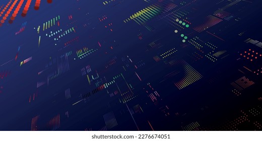 Abstract digital background. Data flow information. Concept of digital communication. Big data visualization. Vector illustration. 3d rendering.