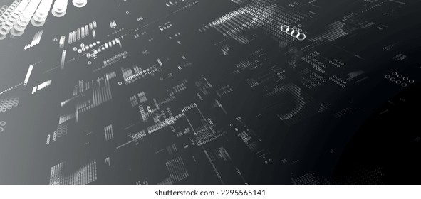 Abstract digital background. Data flow information. Concept of digital communication. Big data visualization. Vector illustration. 3d rendering.