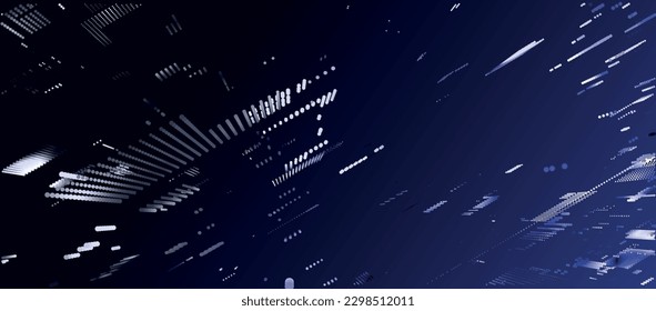 Abstract digital background. Data flow information. Concept of digital communication. Big data visualization. Vector illustration. 3d rendering.