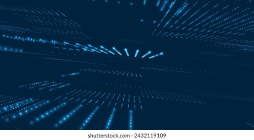 Abstract digital background. Data flow information. Digital communication concept. Science technology background. Big data visualization. 3D Vector illustration.