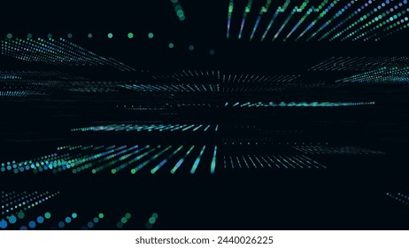 Abstract digital background. Data flow information. Digital communication concept. Science technology background. Big data visualization. 3D Vector illustration.