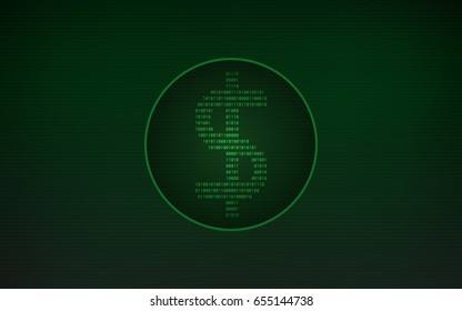 Abstract Digital Background With Dollar Sign In Circle And Binary Code On Green Color