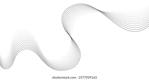 Abstract digital background with dynamic dotted halftone wave lines blend. Modern technology concept. Vector illustration for banner, poster, cover design.