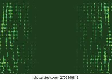 Abstract digital background with falling green diamond shapes creating a modern technological matrix code effect