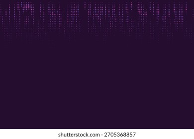 Abstract digital background with falling purple and pink dots creating a dynamic data stream effect, perfect for technology and modern design concepts
