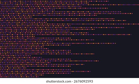 Abstract digital background featuring colorful dots in gradient tones of orange, pink, and purple, ideal for modern design, technology, and creative visual projects