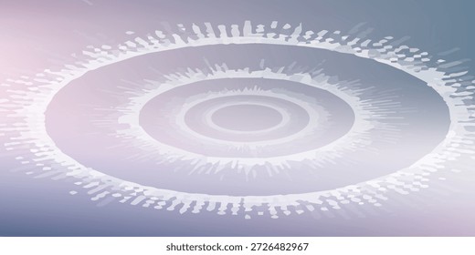 Abstractas fondo digital que presenta círculos concéntricos brillantes y un anillo exterior de partículas de luz radiantes, lo que sugiere visualización de datos, ondas de sonido o una pantalla de radar futurista.